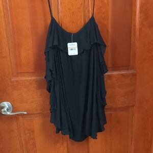Free People Blue Ruffled V-Neck Camisole